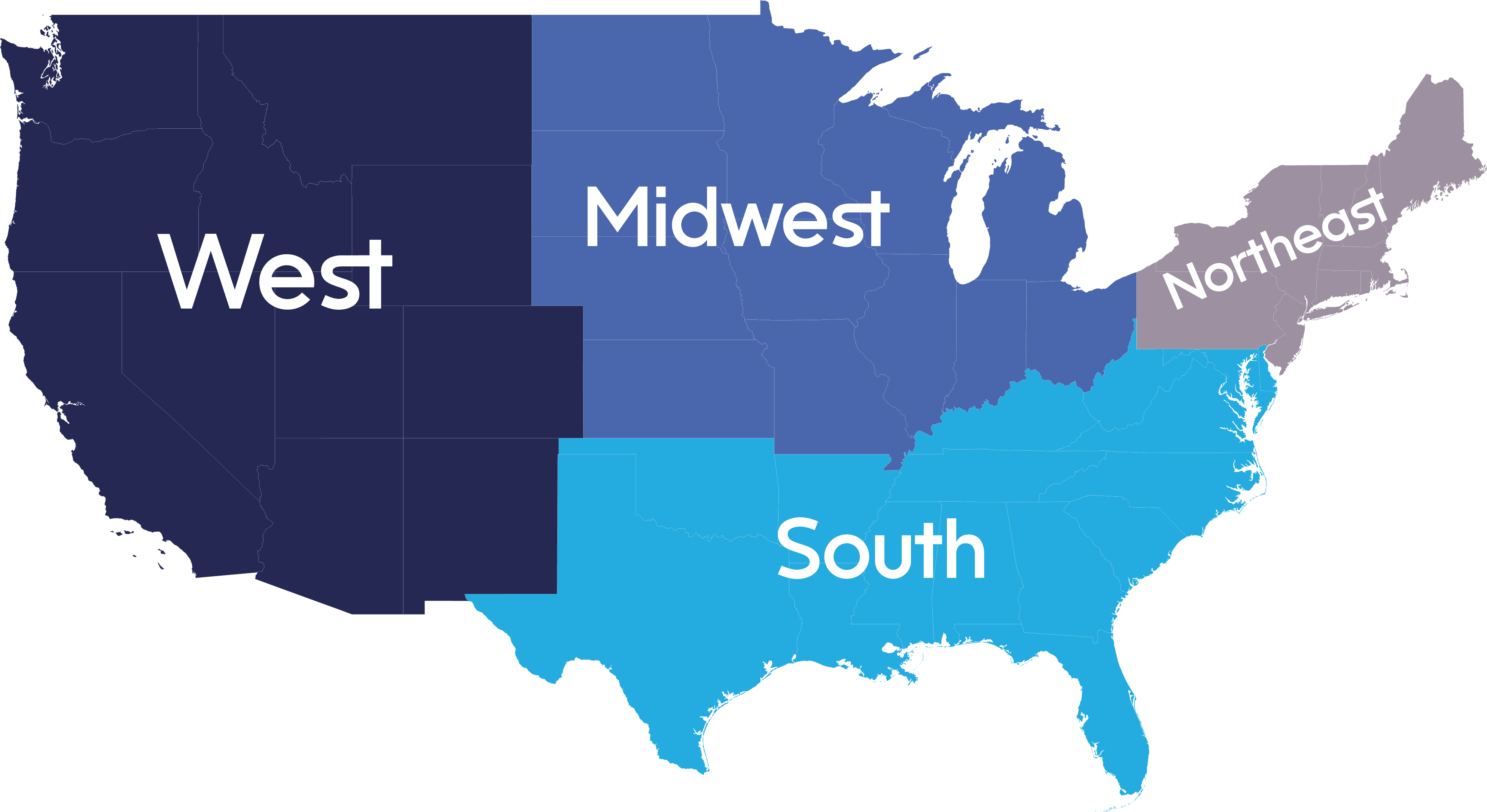 US Map by region