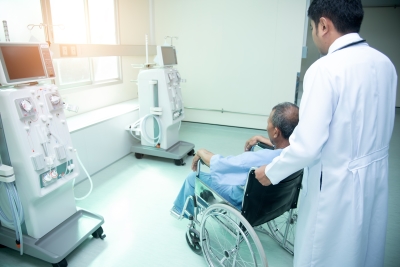 dialysis treatment doctor and patient